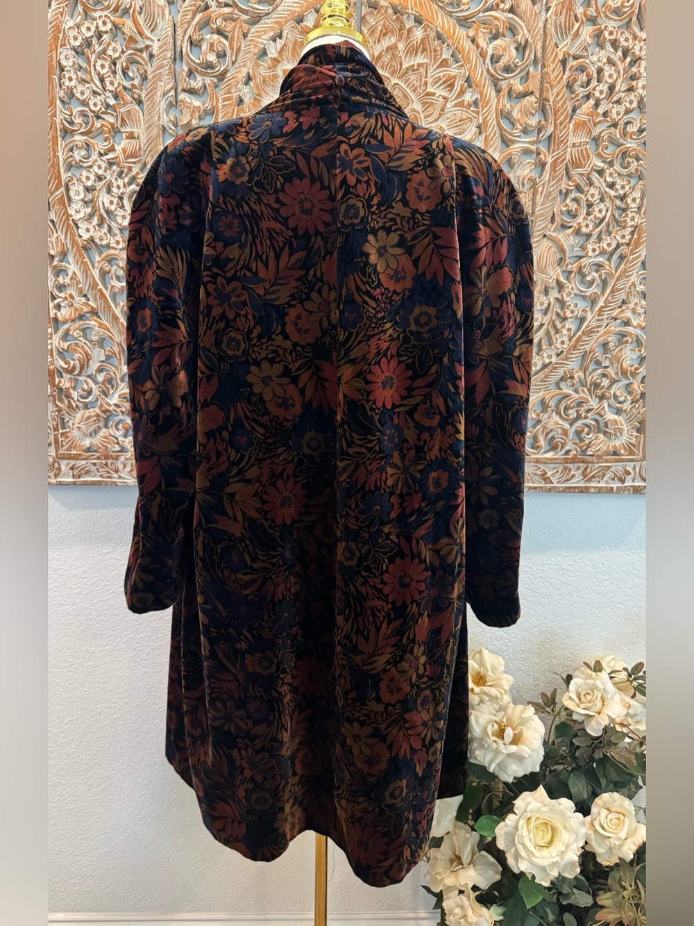 Portrait x de Ball 100% Cotton Velvet Open Front Floral Opera Jacket Made in USA - Picture 3 of 16